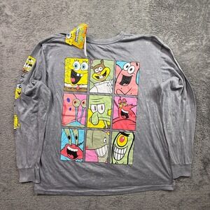 SpongeBob Squarepants Nickelodeon Shirt Long Sleeve NWT Adult XXL Gray Character